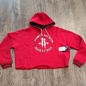 NFL Red Houston Rockets Basketball Cropped Hooded Sweatshirt Size 2XL By New Ear